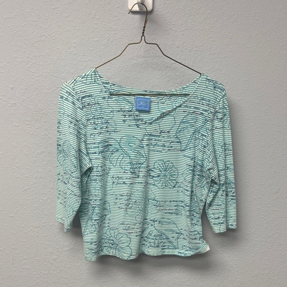 Lark Lane Tops - Lark Lane W’s Petite Floral Striped Long Sleeve Top